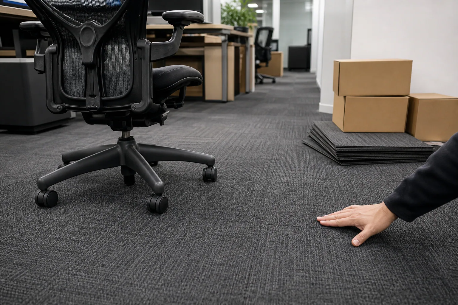 phased office flooring replacement Poland office carpet tile phased installation planning