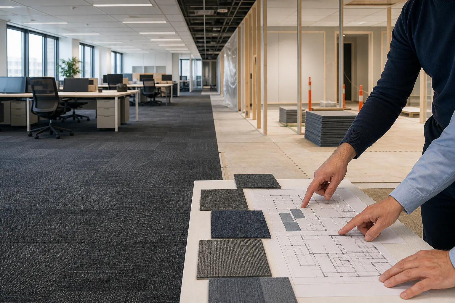phased office flooring replacement Poland procurement planning for commercial office carpet projects
