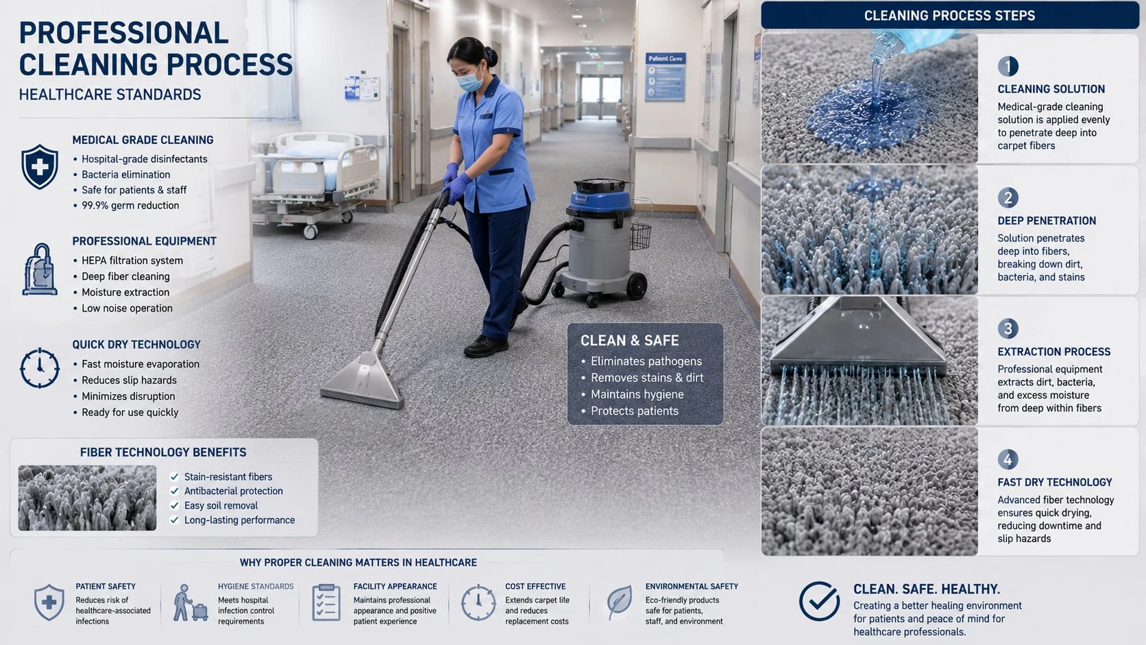 Healthcare carpet cleaning and maintenance workflow