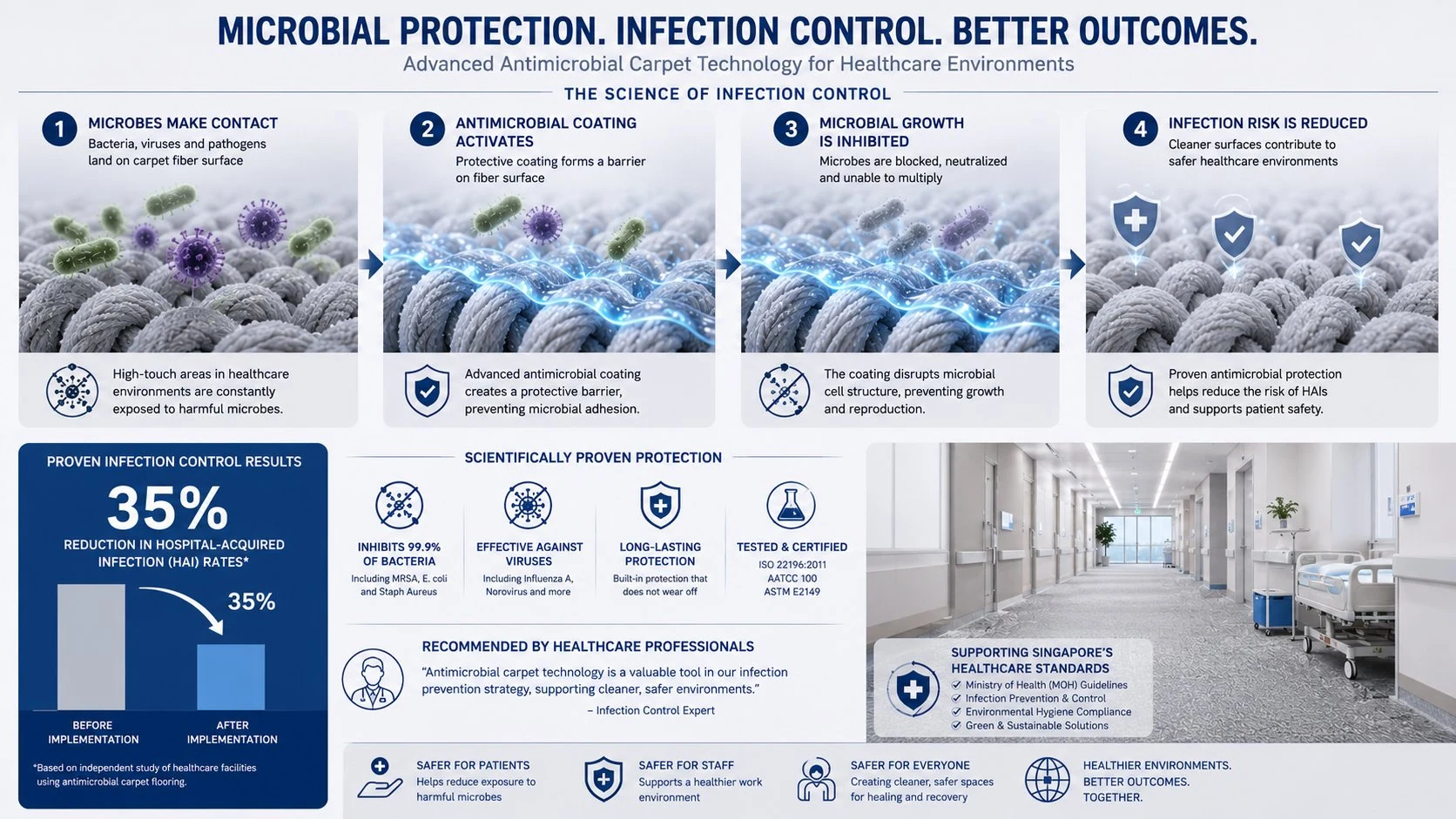 Healthcare flooring design supporting infection-control logic