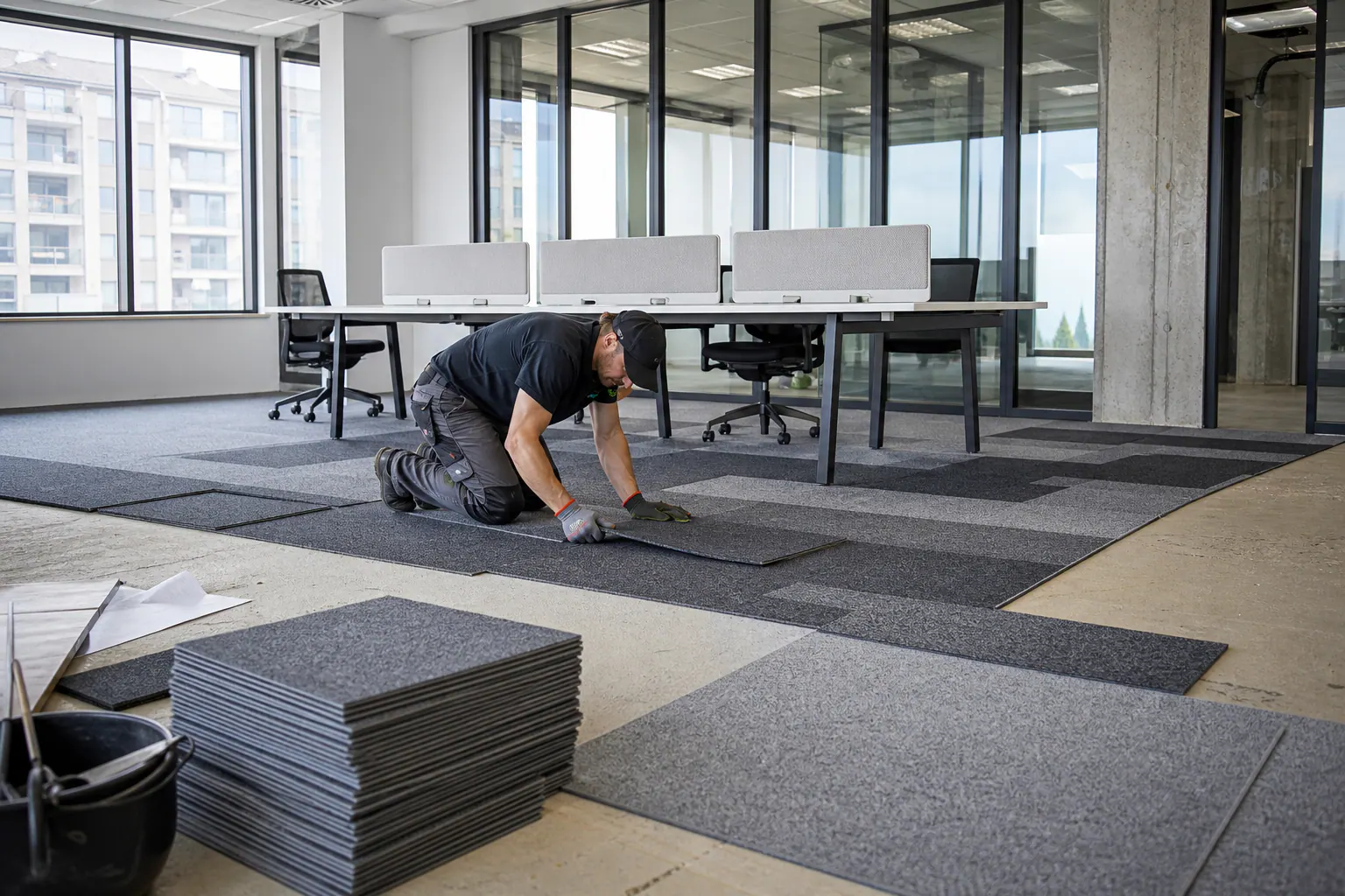 Poland office carpet tiles for phased commercial renovation