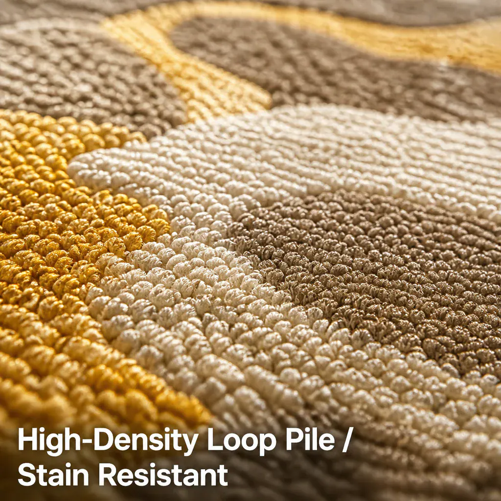 High density loop pile stain resistant texture for luxury casino carpet