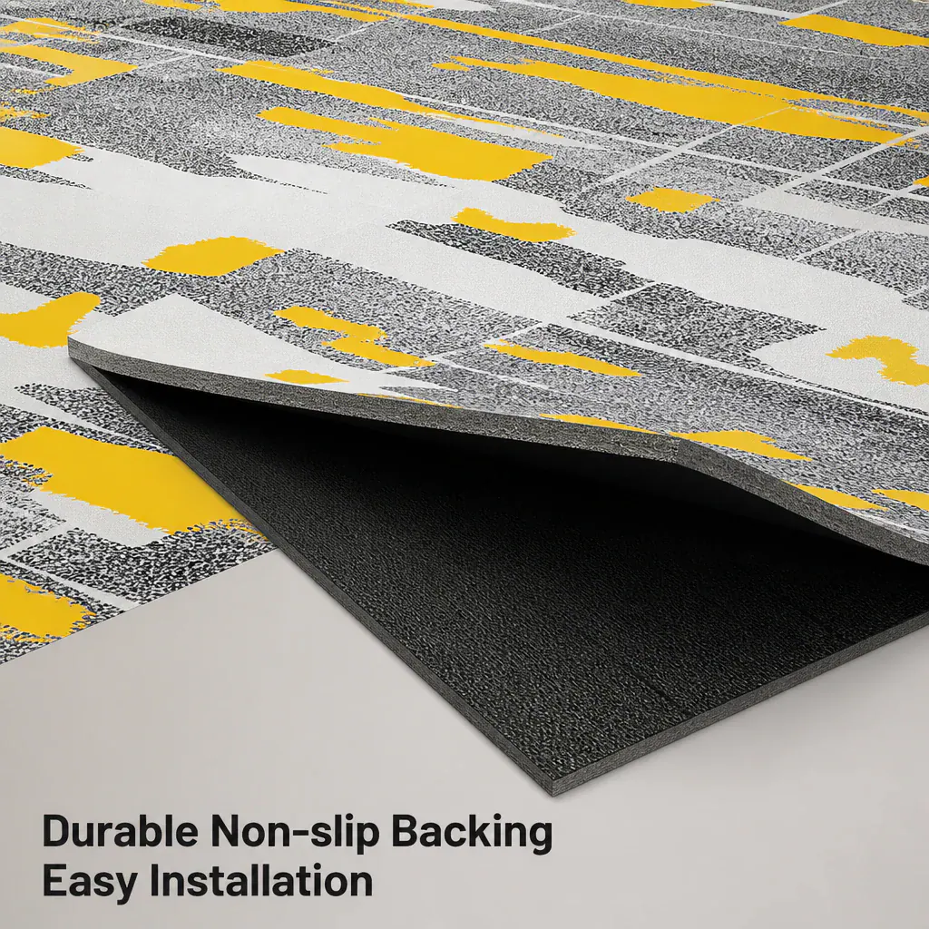 Non slip backing structure detail for custom casino carpet installation
