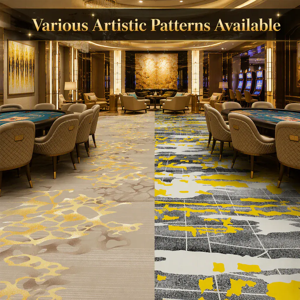Various artistic patterns available for casino and hotel entertainment carpet
