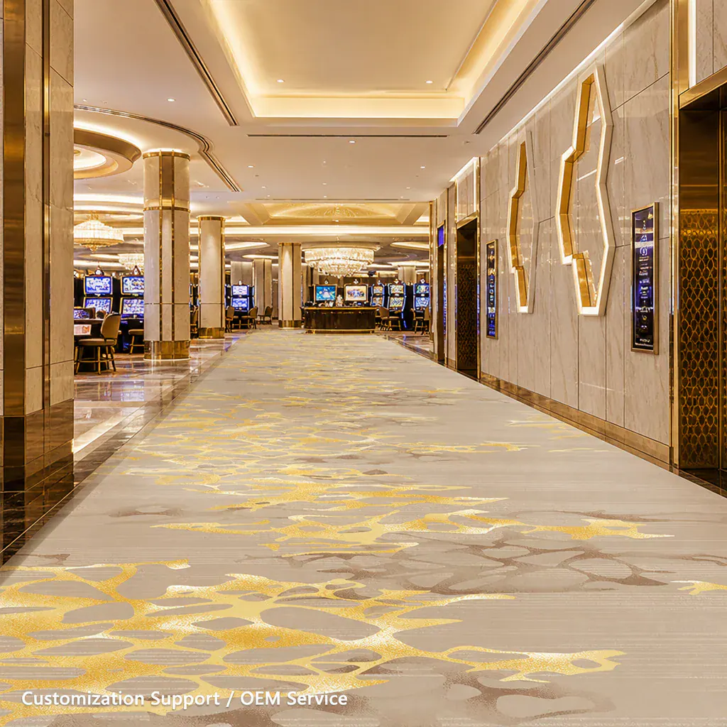 Custom OEM casino corridor carpet for hotel entertainment zones