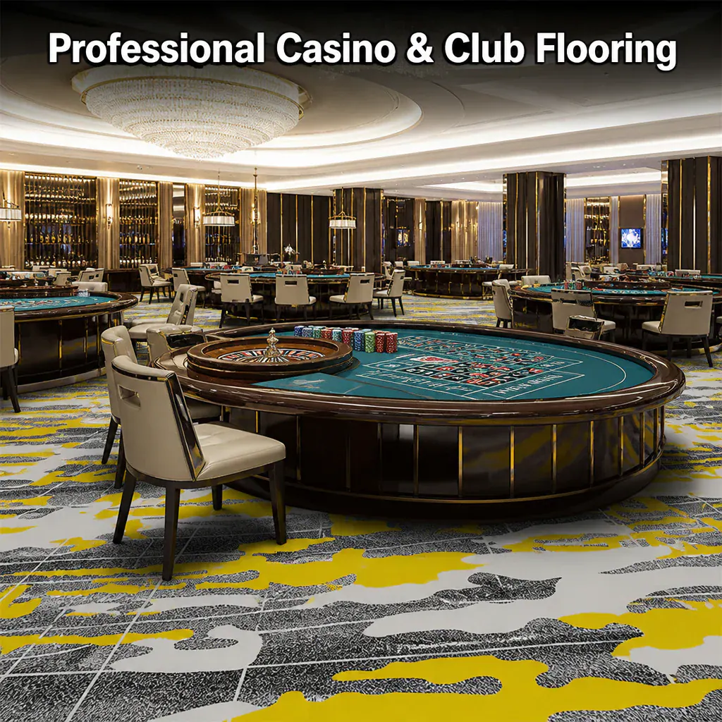 Professional casino and club flooring with custom patterned commercial carpet
