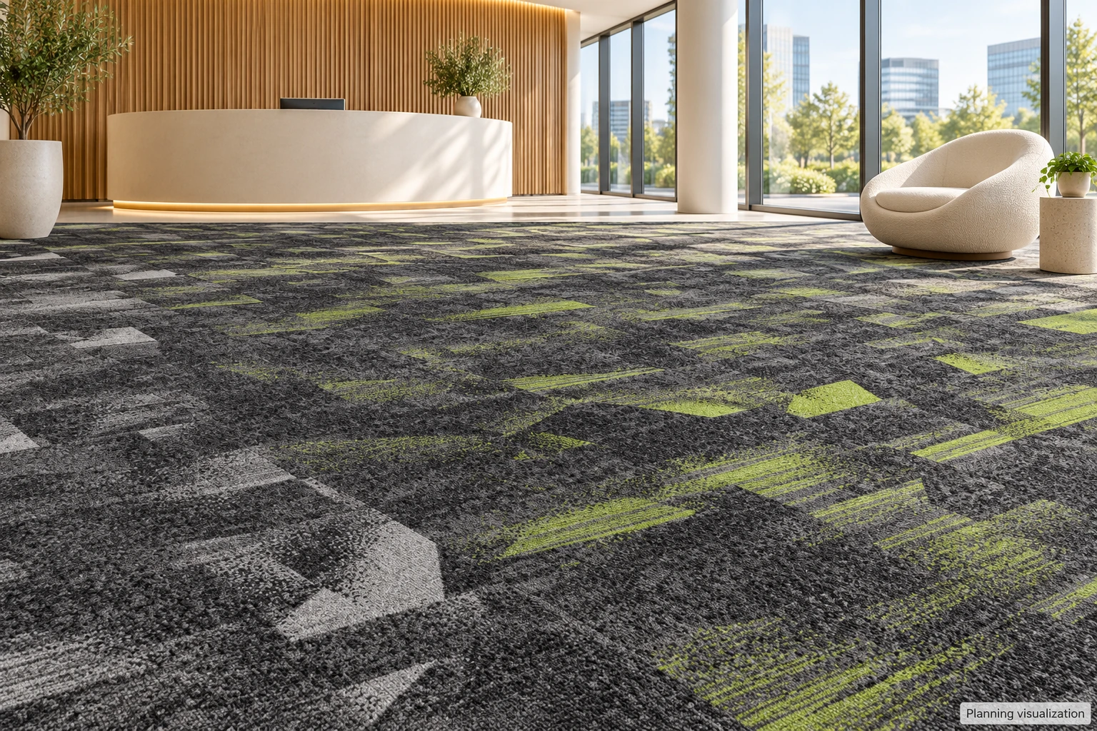 Balance 50×50 cm PP Carpet Tiles with PVC Backing: design or material reference 1; verify the physical sample