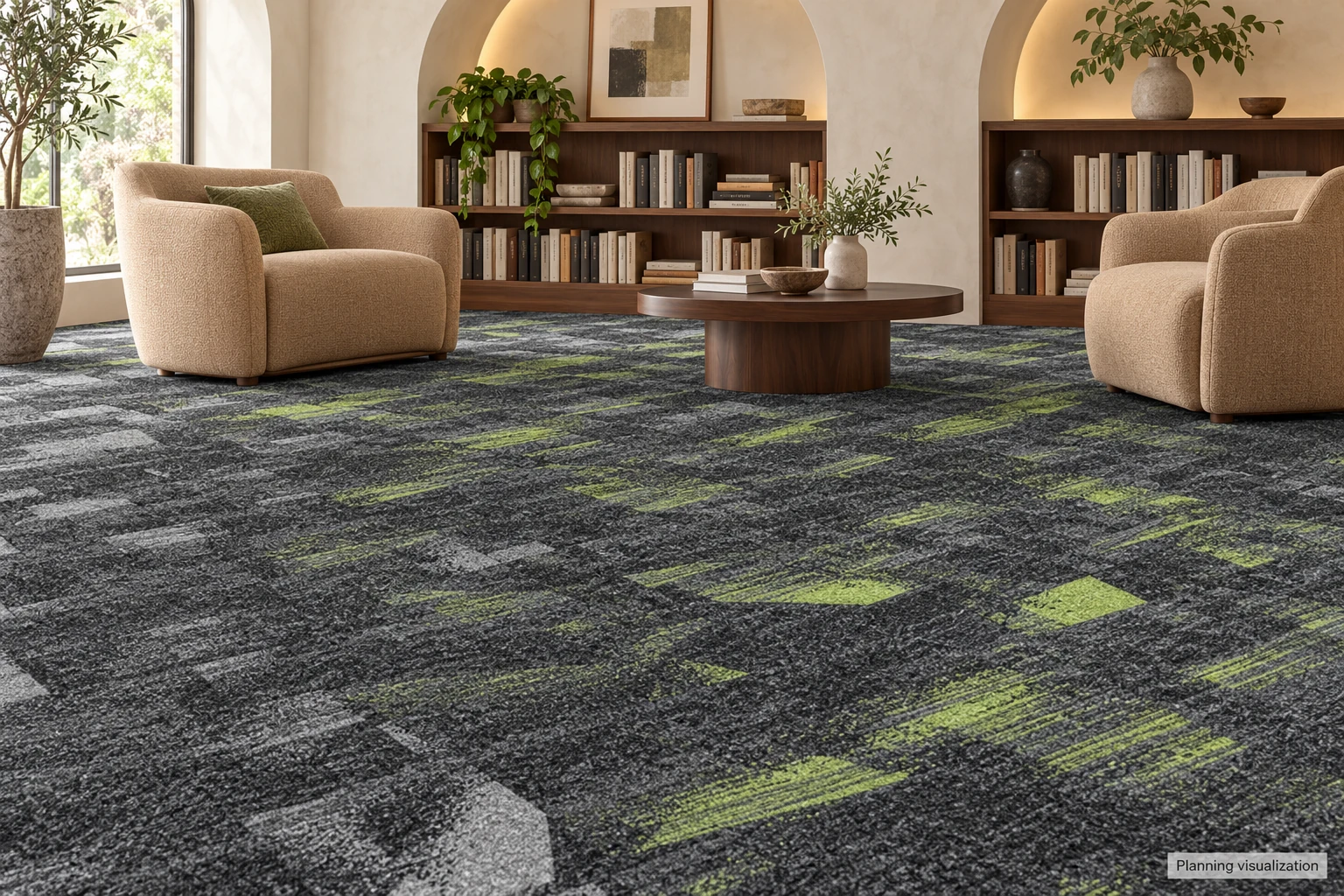 Balance 50×50 cm PP Carpet Tiles with PVC Backing: design or material reference 2; verify the physical sample
