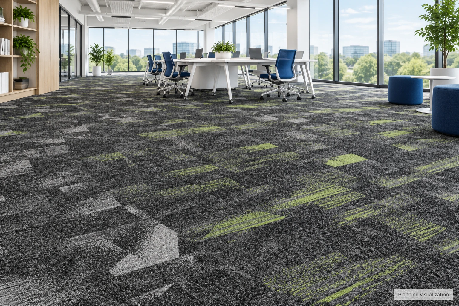 Balance 50×50 cm PP Carpet Tiles with PVC Backing: design or material reference 3; verify the physical sample