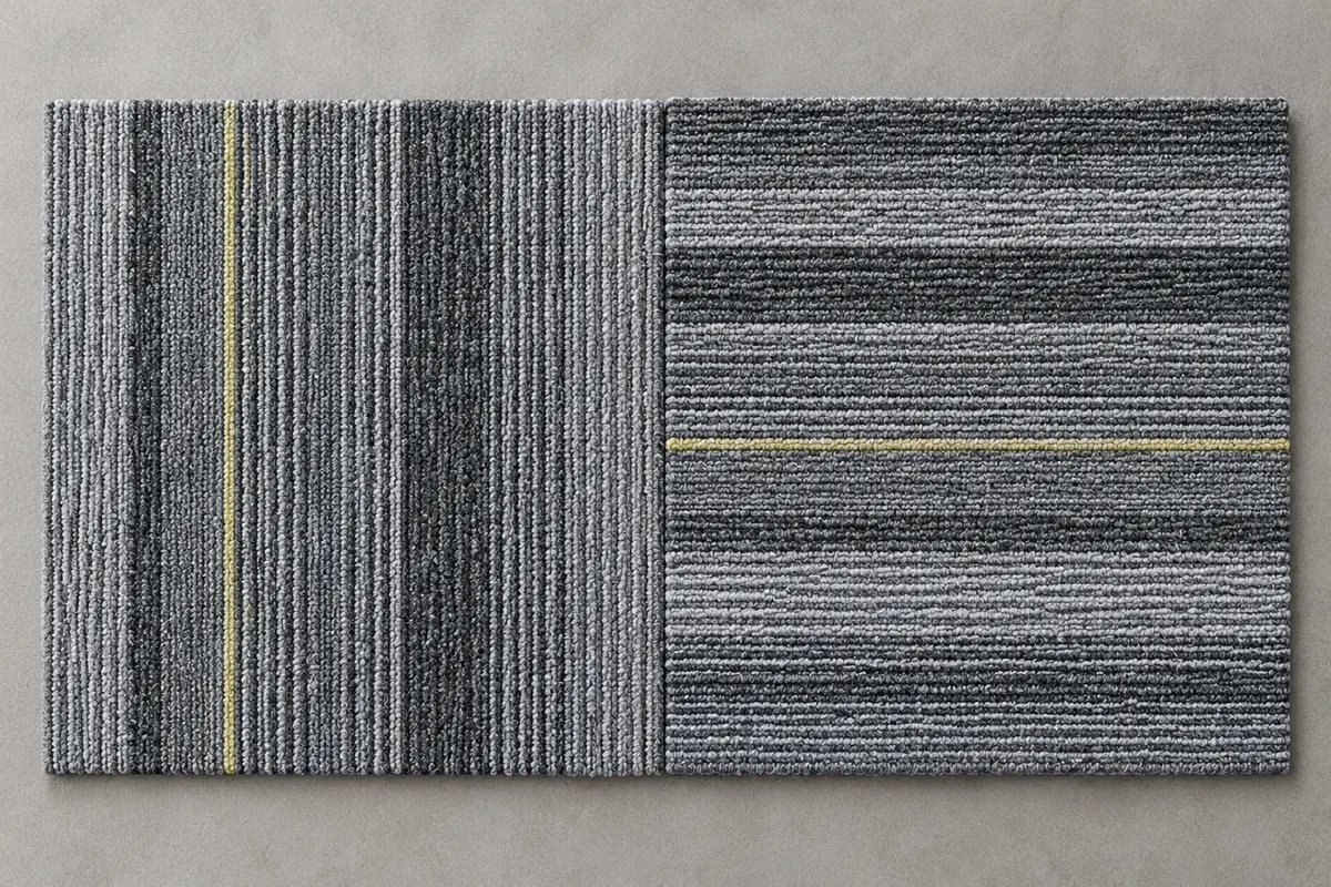 AI-generated close appearance illustration of adjoining gray striped tile faces